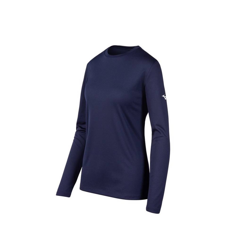 Camisetas Mizuno Long Sleeve Para Mujer Azul Marino 5619238-KI